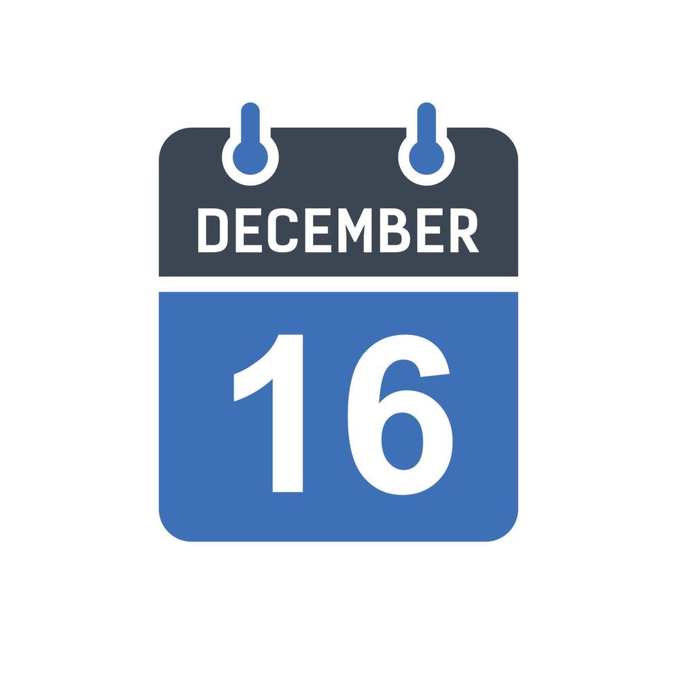 icono de fecha de calendario del 16 de diciembre vector