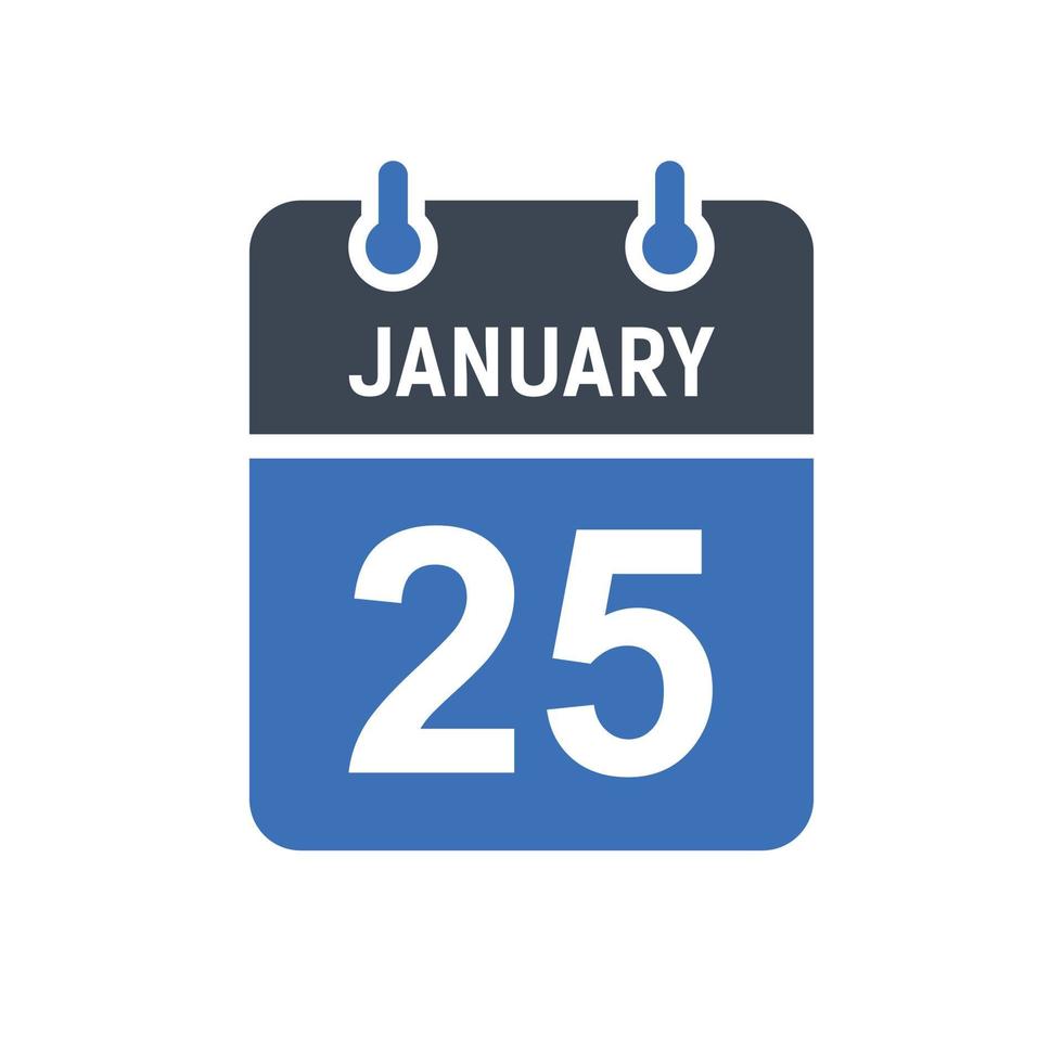 January 25 Calendar Date Icon vector