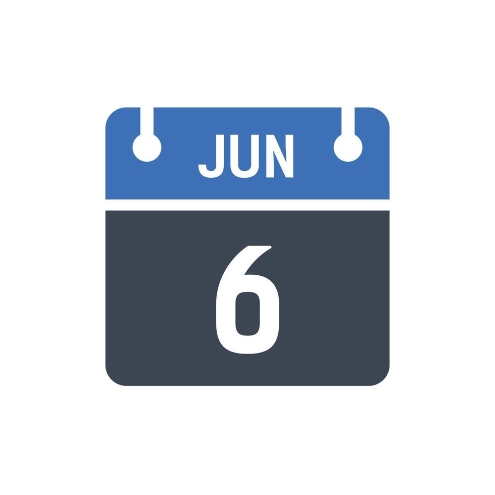 June 6 Date of Month Calendar vector
