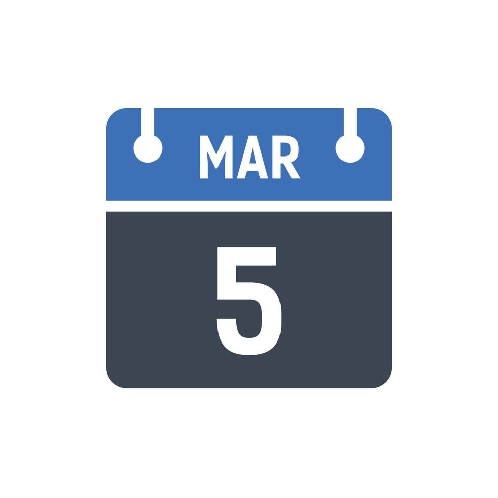 5 de marzo fecha del mes calendario vector