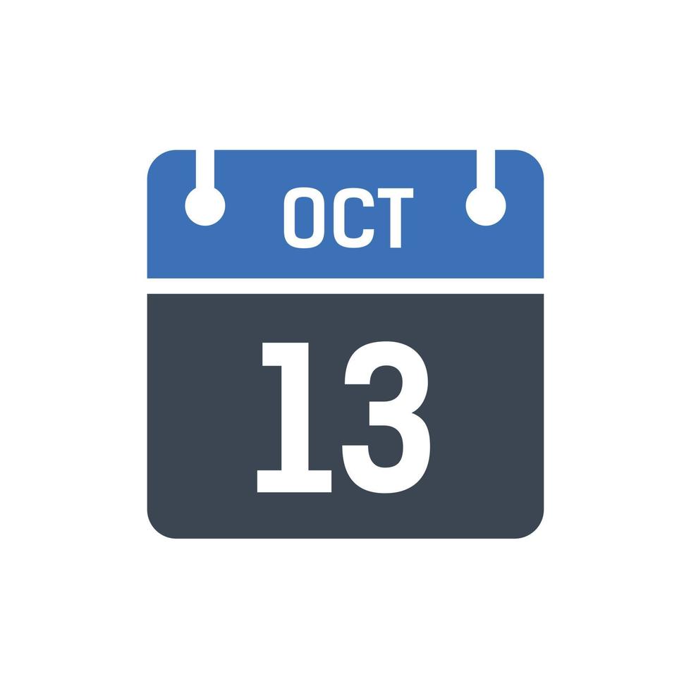 13 de octubre fecha del mes calendario vector