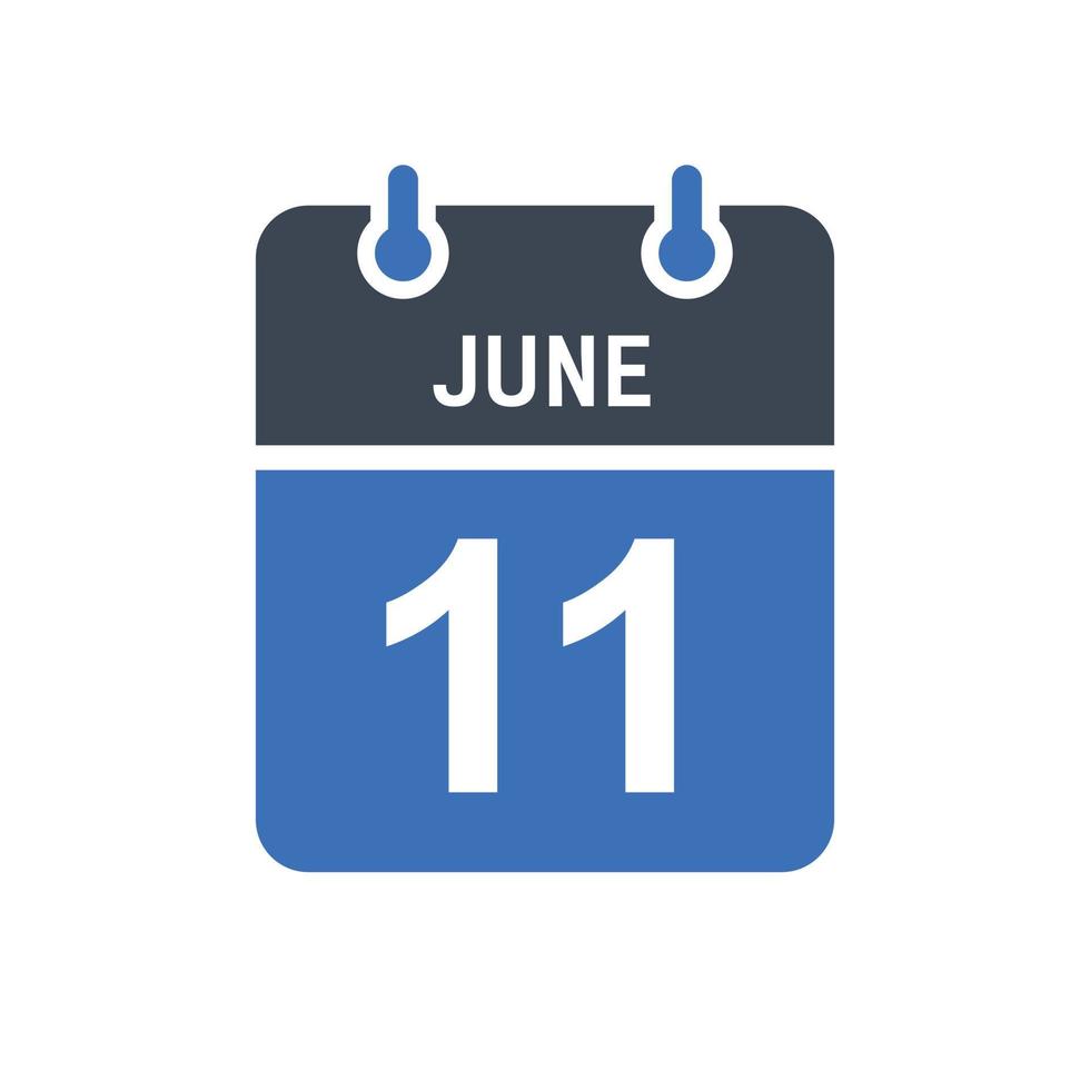 11 de junio calendario fecha icono vector
