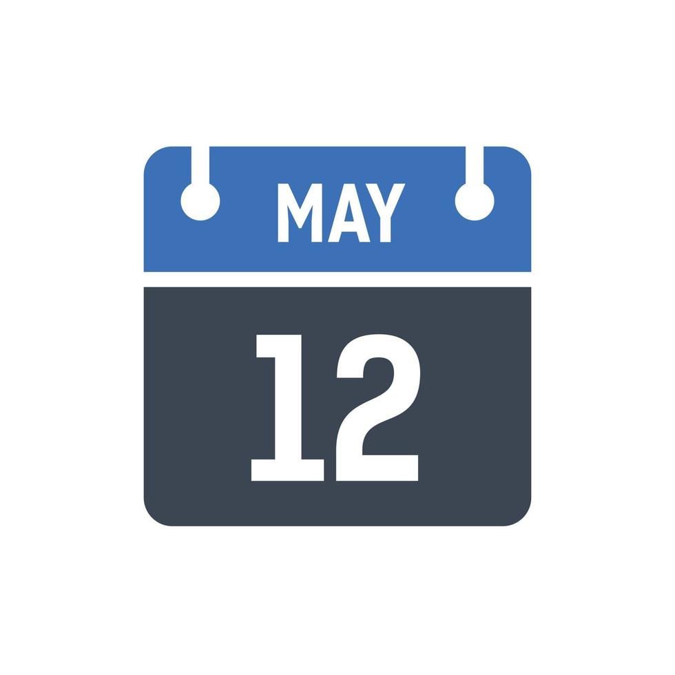 icono de fecha de calendario del 12 de mayo vector