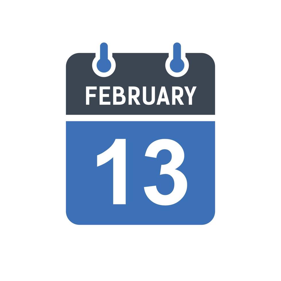 February 13 Calendar Date Icon vector