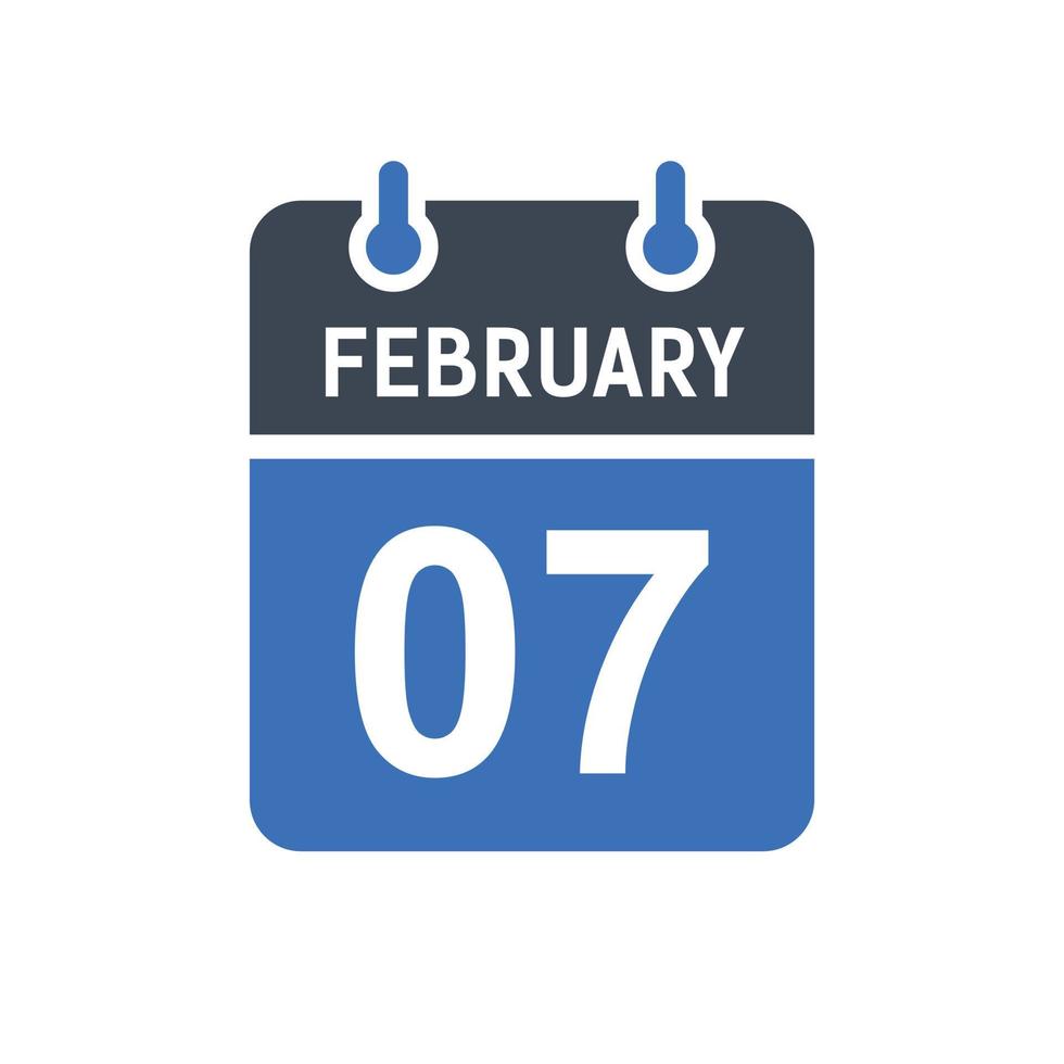 February 7 Calendar Date Icon vector