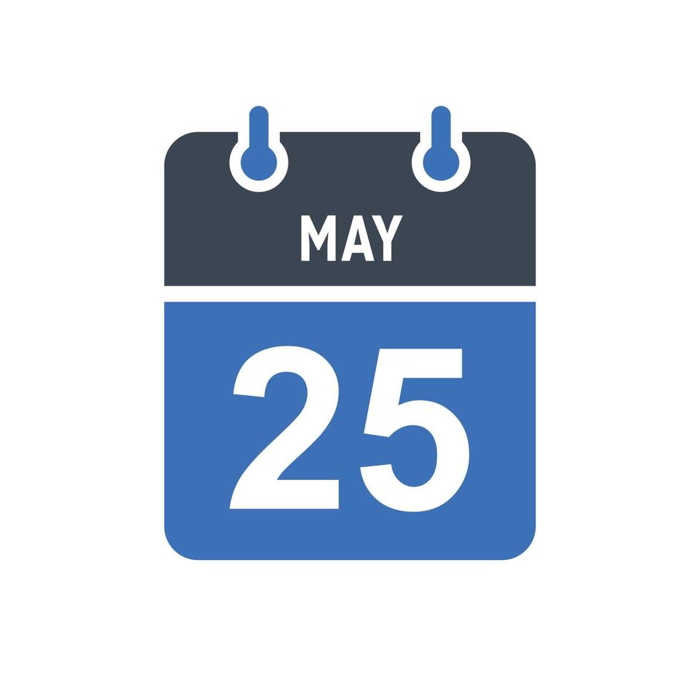 icono de fecha de calendario del 25 de mayo vector