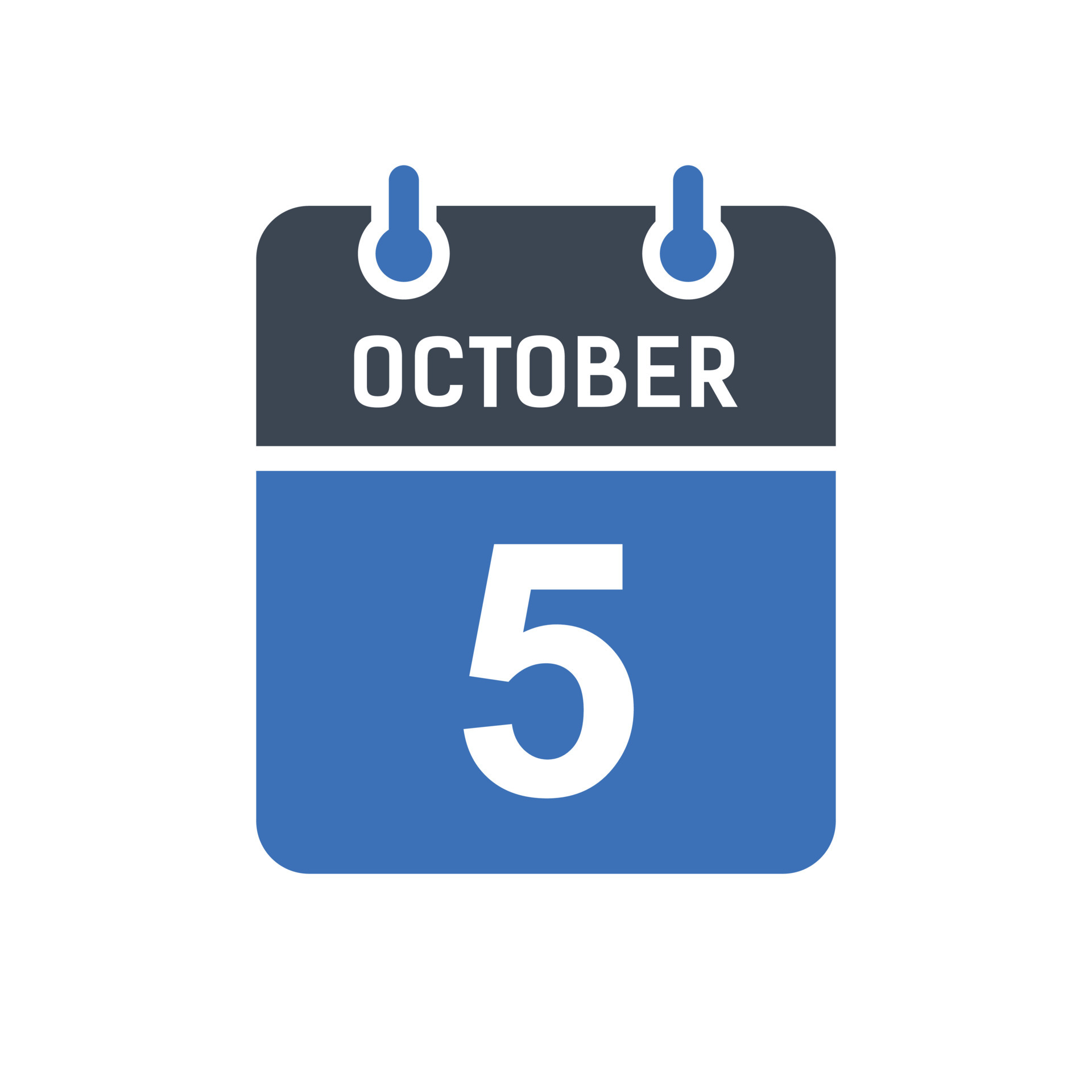 October 5 Calendar Date Icon, Event Date Icon, Calendar Date, Icon