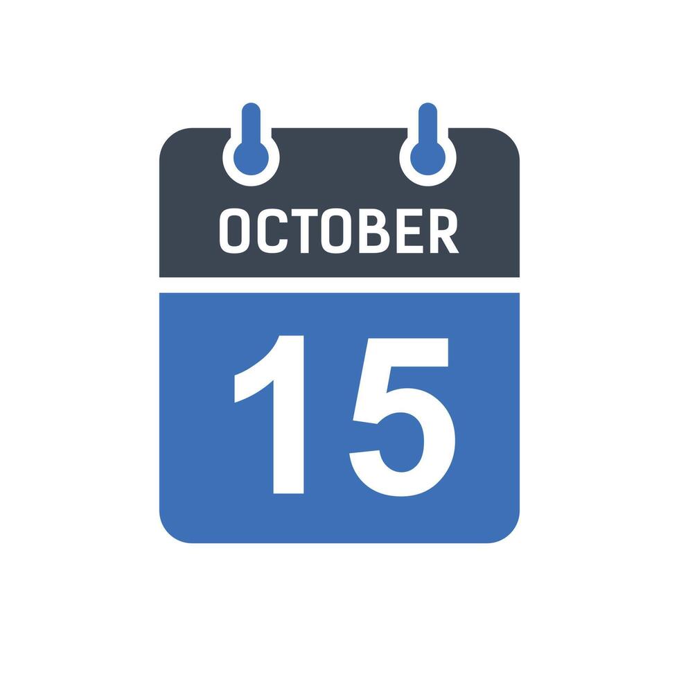 icono de fecha de calendario del 15 de octubre vector