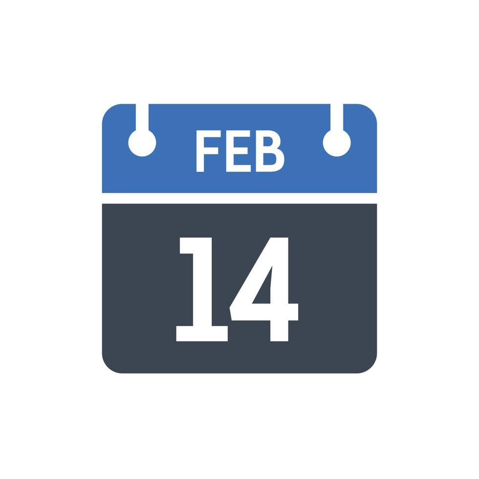 February 14 Calendar Icon, Date Icon vector
