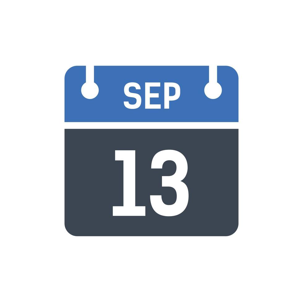 September 13 Calendar Icon, Date Icon vector