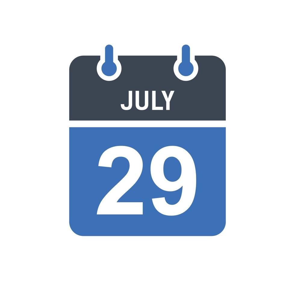 icono de fecha de calendario del 29 de julio vector