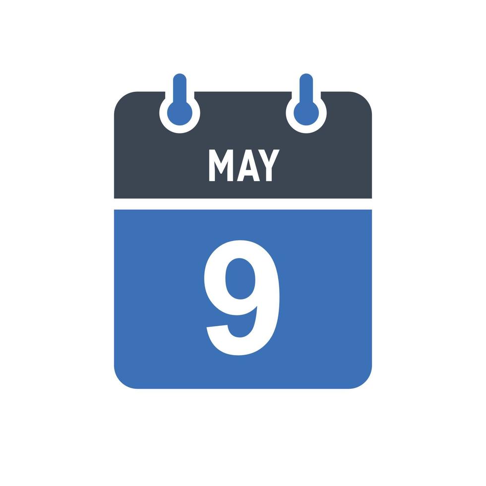 May 9 Calendar Date Icon vector