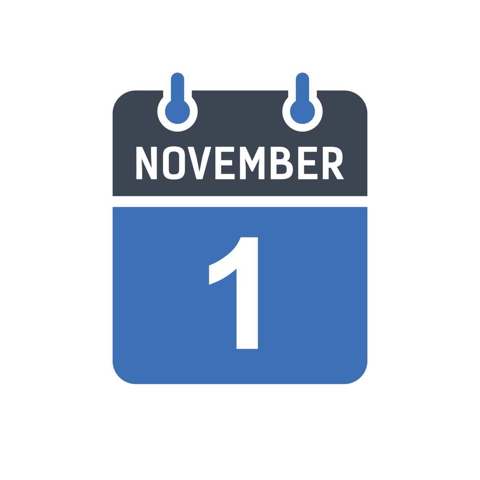 icono de fecha de calendario del 1 de noviembre vector