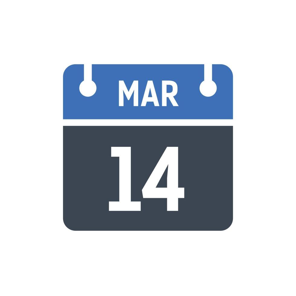 March 14 Calendar date icon vector