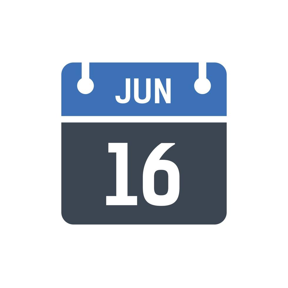 icono de calendario del 16 de junio, icono de fecha vector