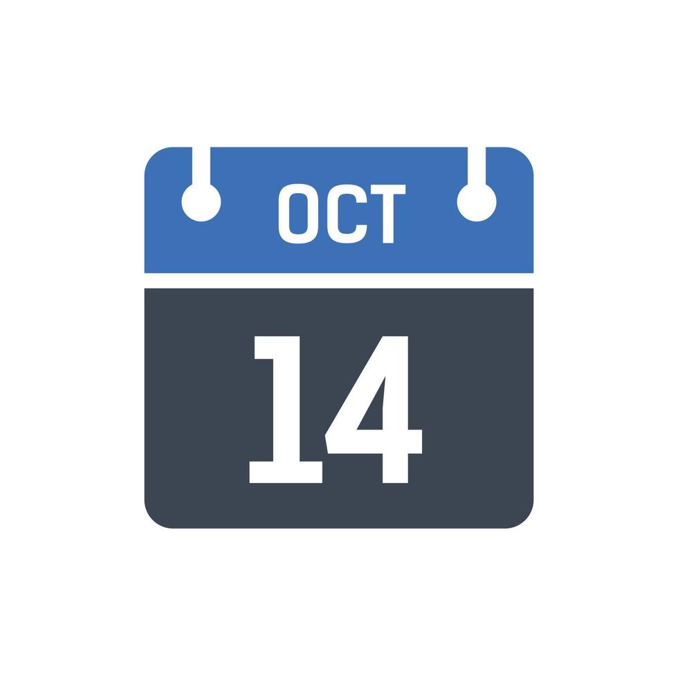 14 de octubre fecha del mes calendario vector