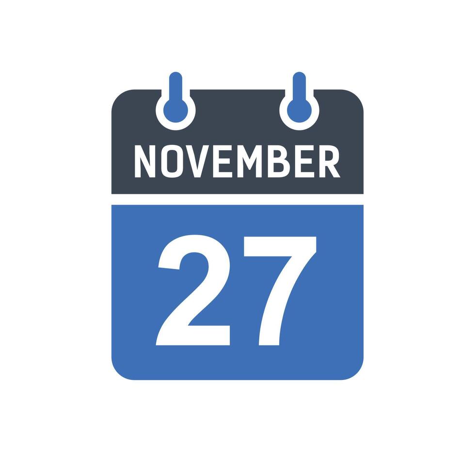 icono de fecha de calendario del 27 de noviembre vector