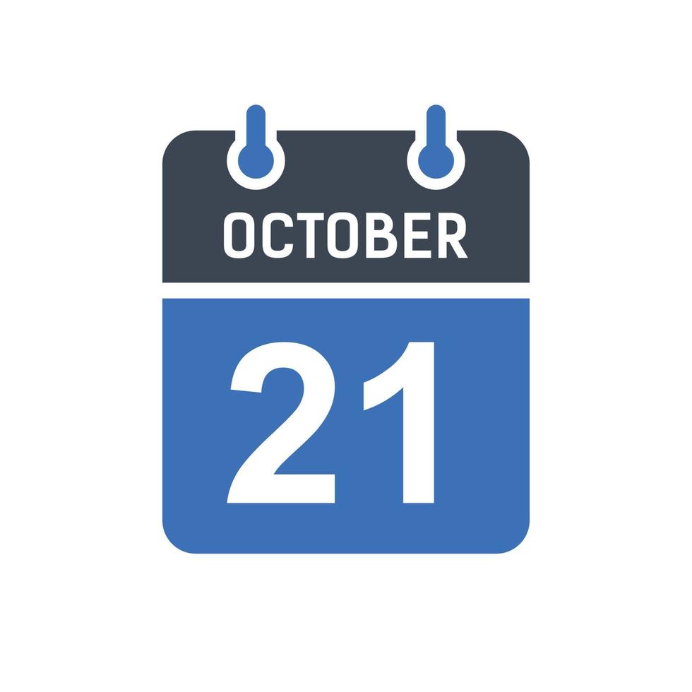 21 de octubre calendario fecha icono vector