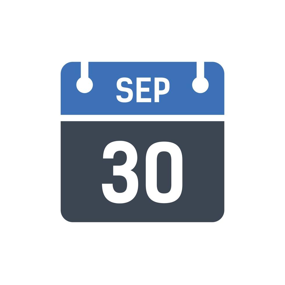 30 de septiembre fecha del mes calendario vector