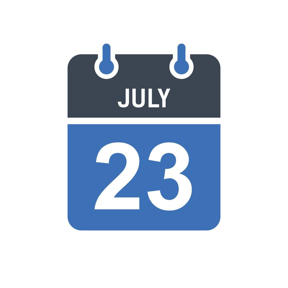 icono de la fecha del calendario del 23 de julio vector