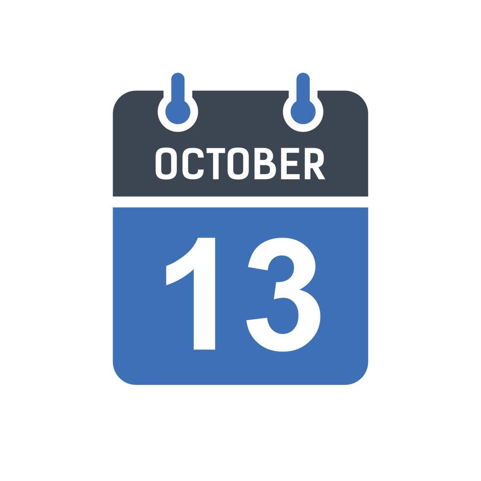 October 13 Calendar Date Icon vector