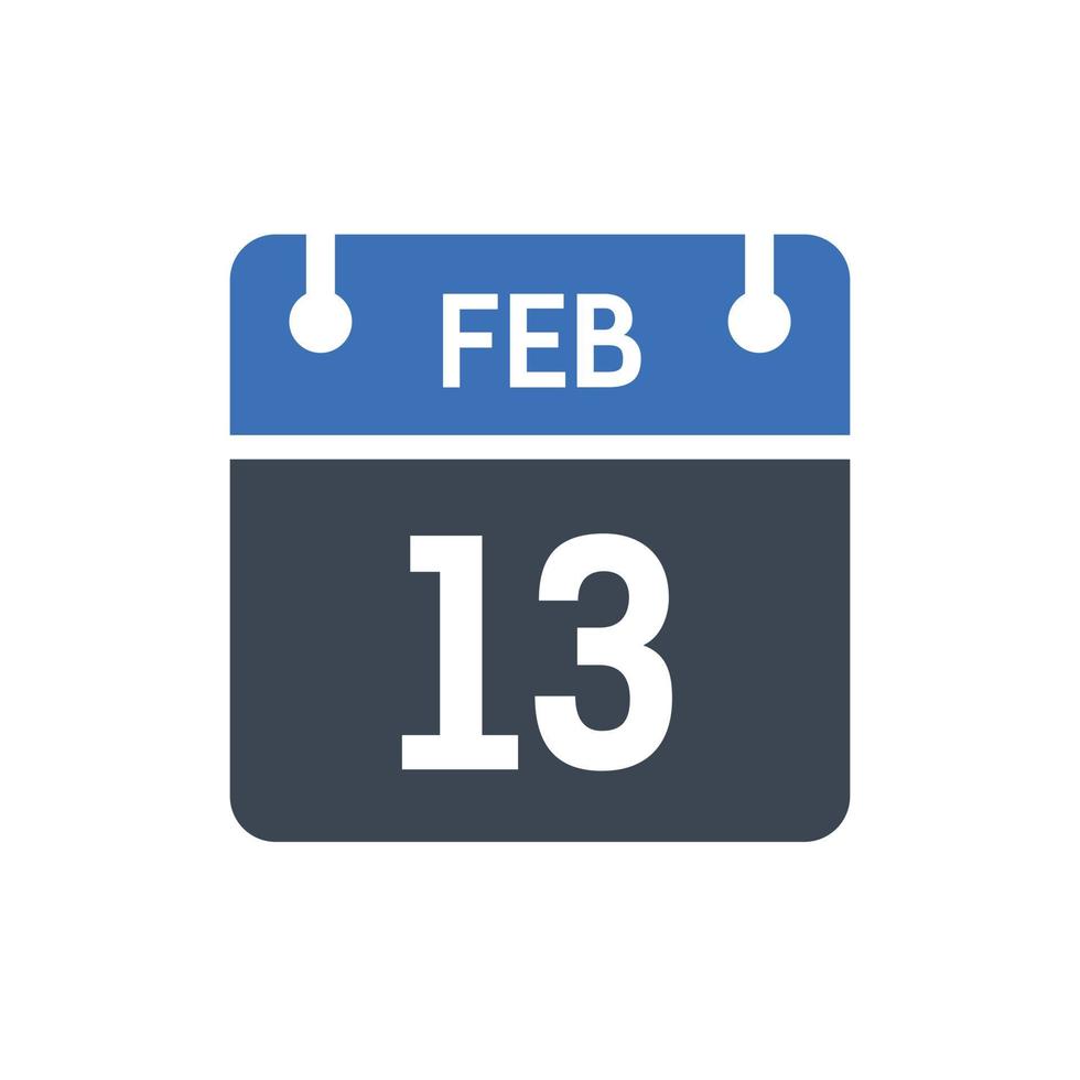 13 de febrero calendario fecha icono vector