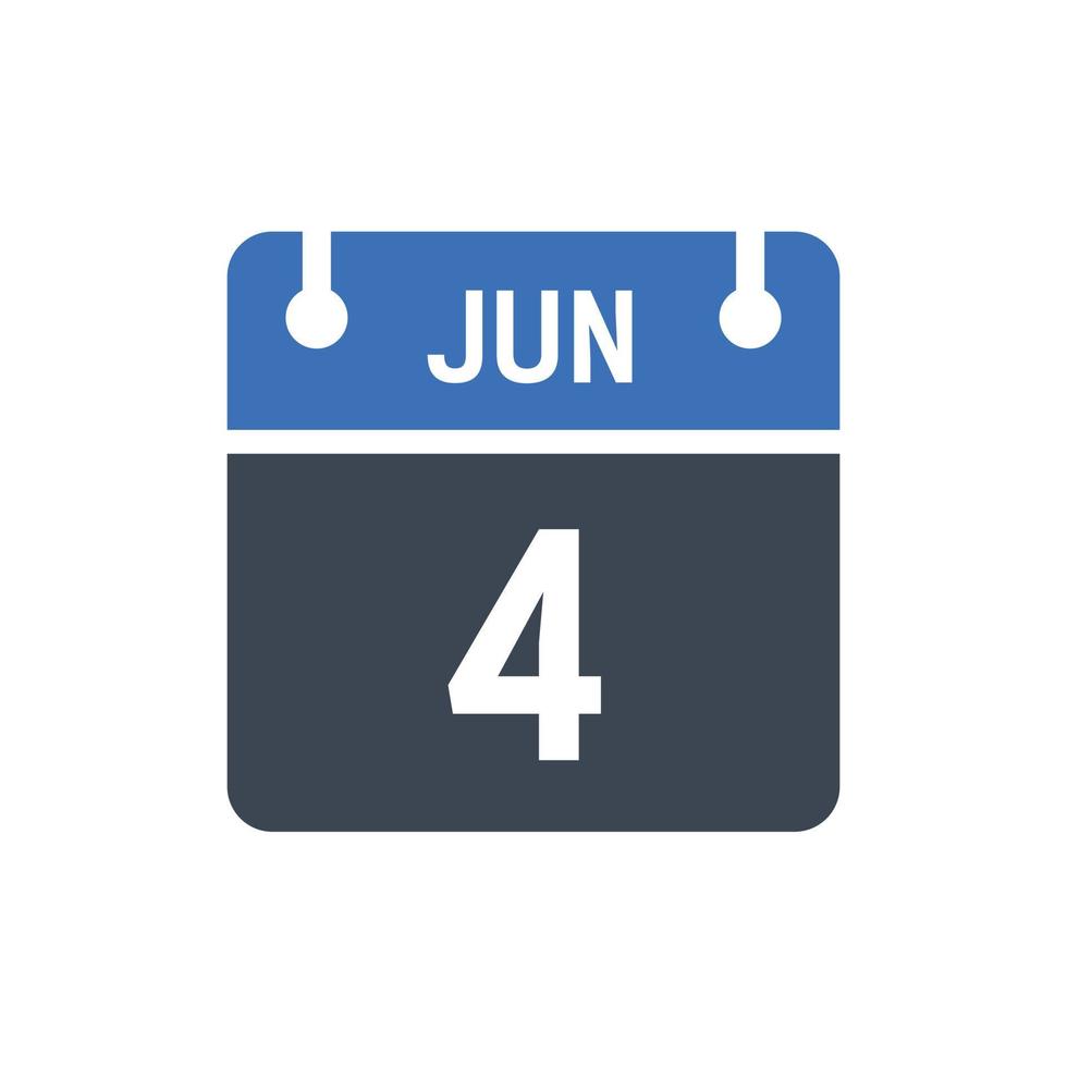 4 de junio fecha del mes calendario vector