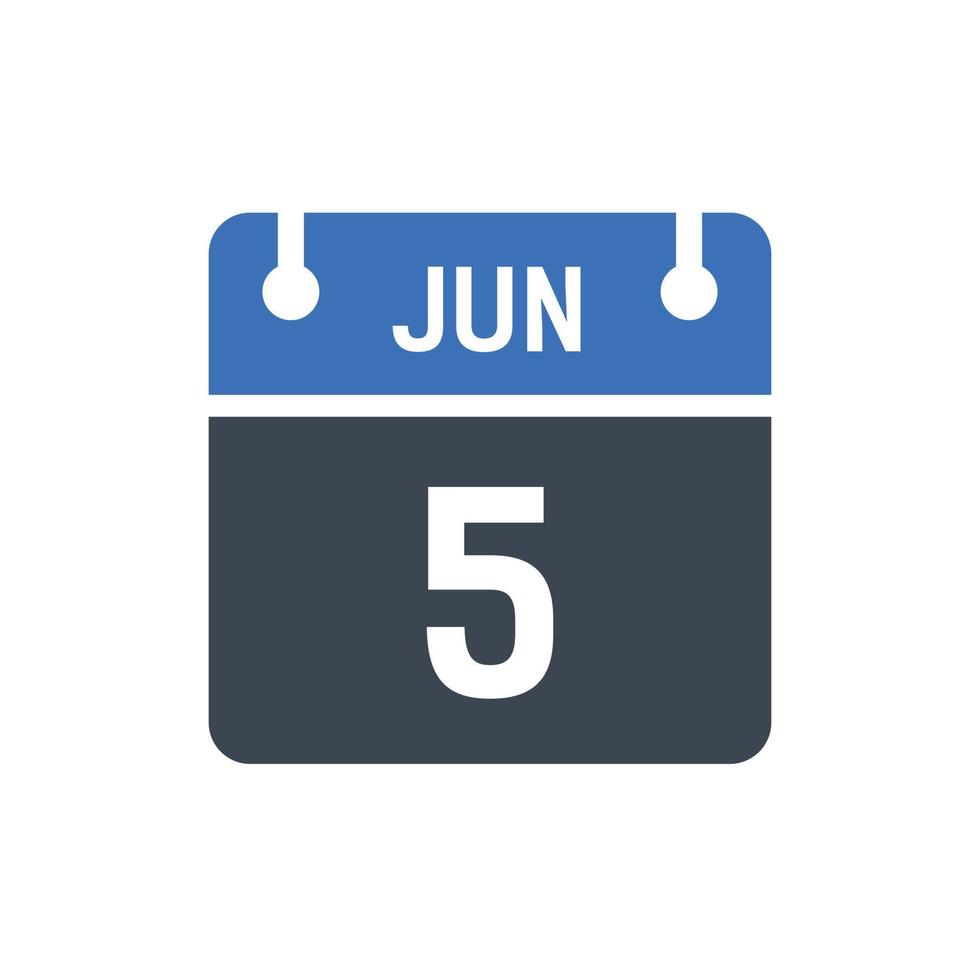 June 5 Date of Month Calendar vector