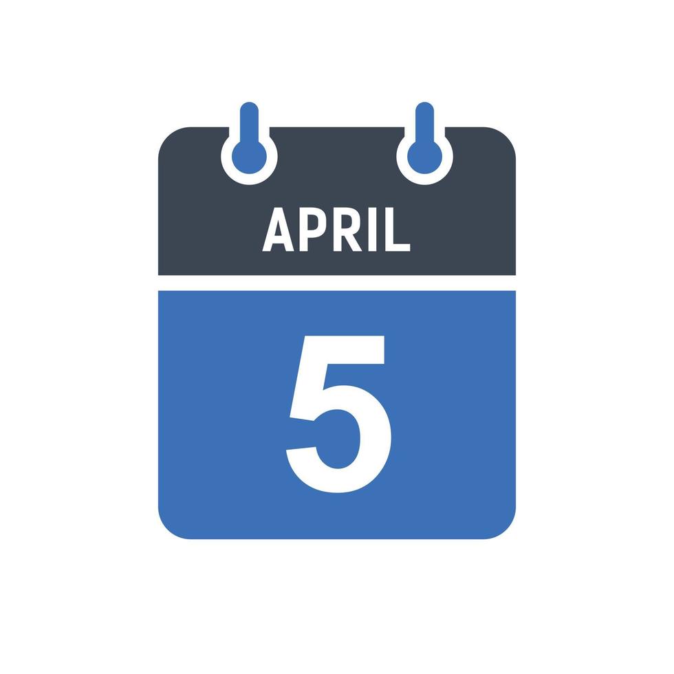 icono de fecha de calendario del 5 de abril vector