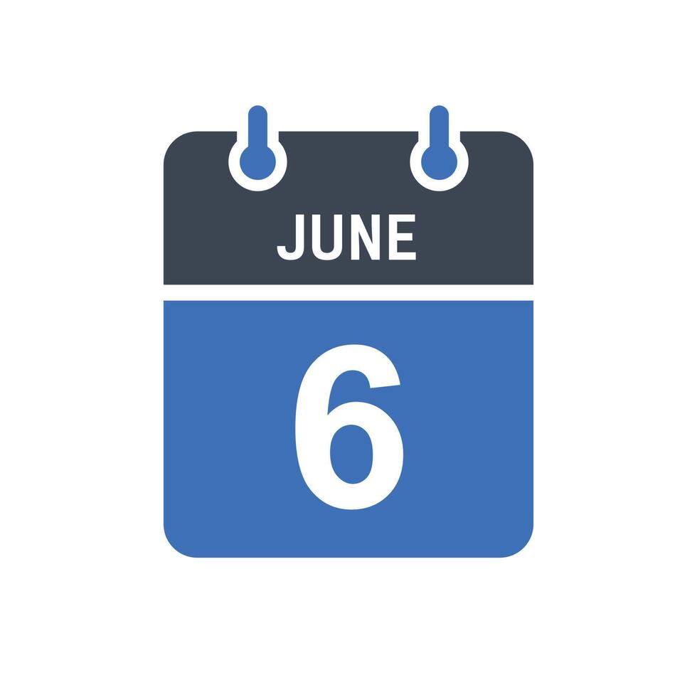 June 6 Calendar Date Icon vector