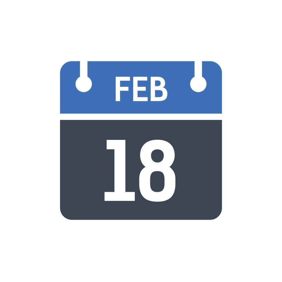 February 18 Calendar Icon, Date Icon vector