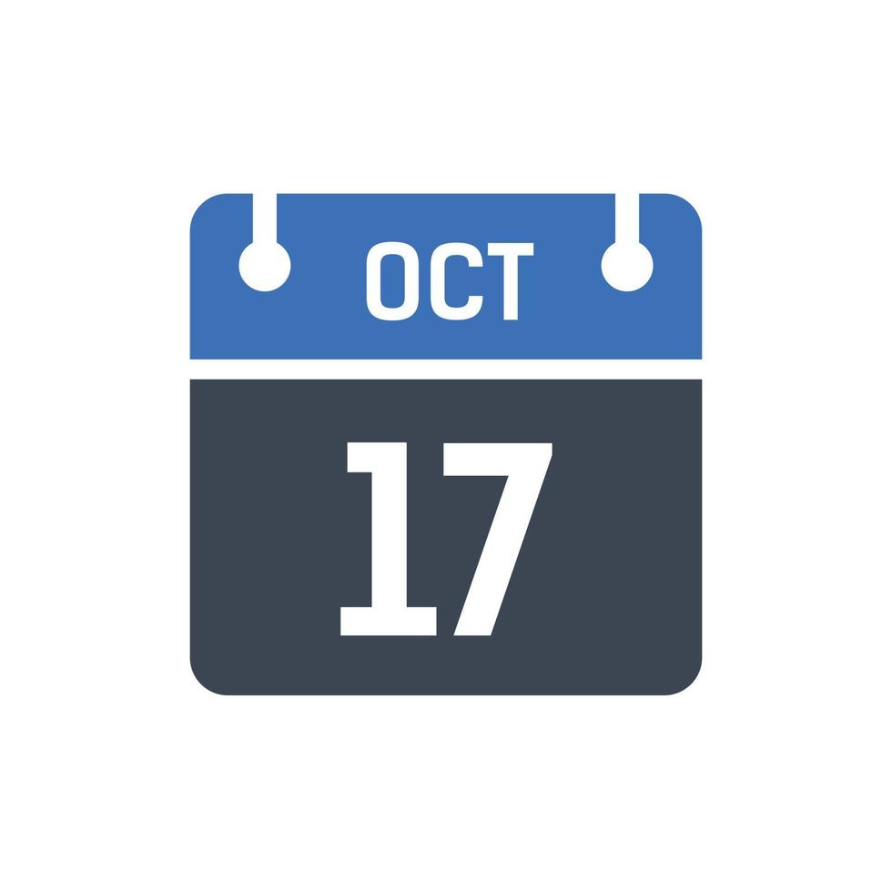 October 17 Date of Month Calendar vector
