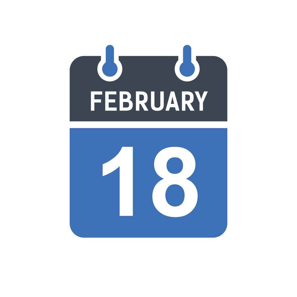 February 18 Calendar Date Icon vector