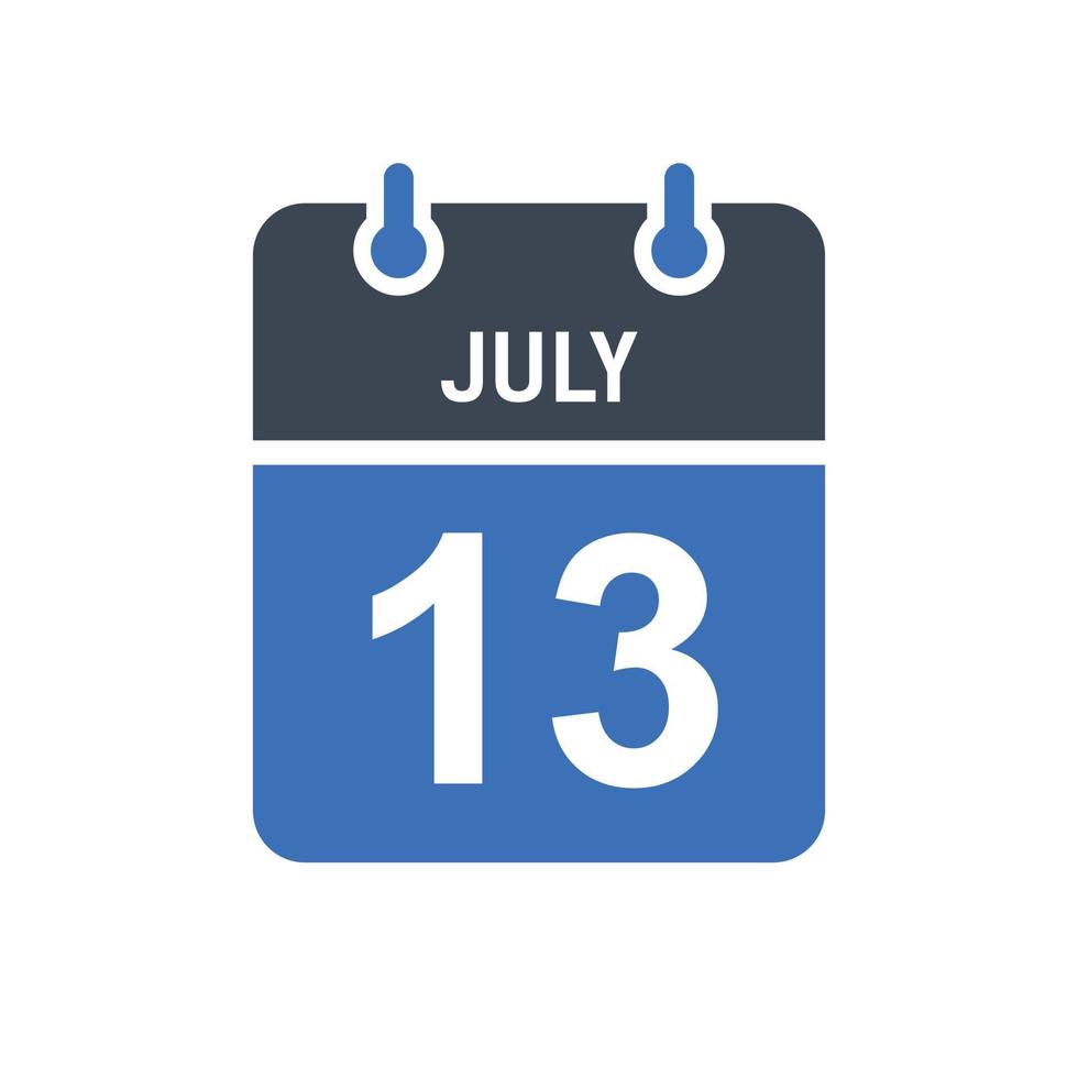 July 13 Calendar Date Icon vector