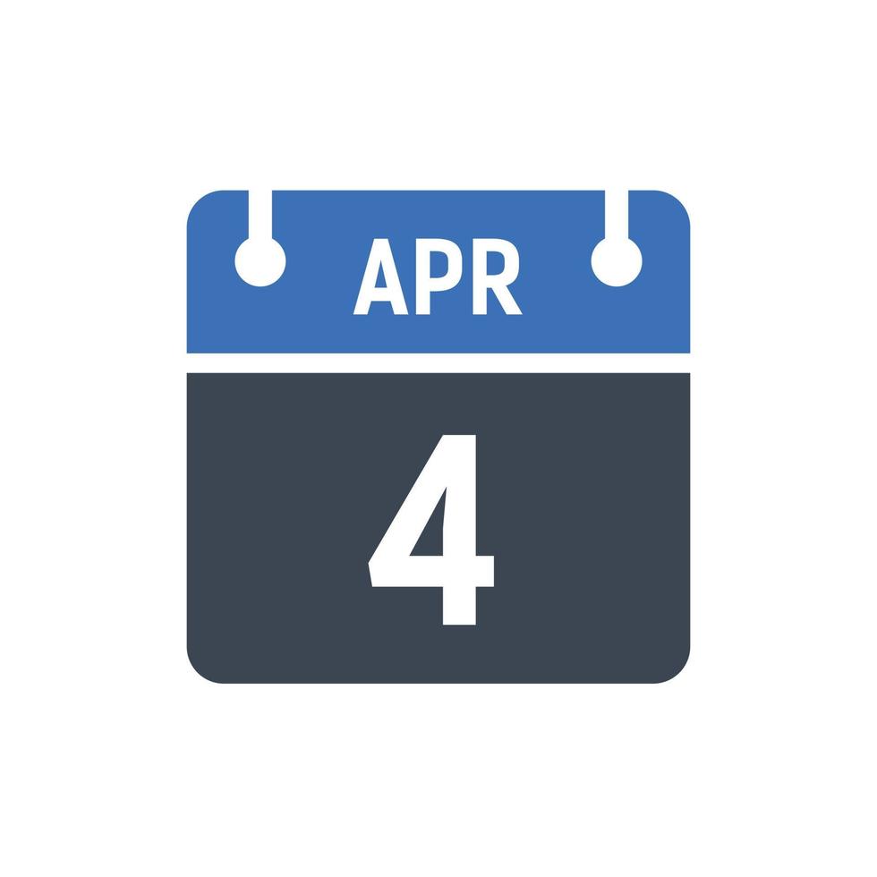 April 4 Calendar Date Icon vector