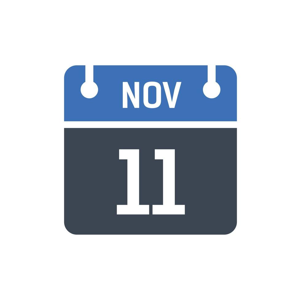icono de fecha de calendario del 11 de noviembre vector