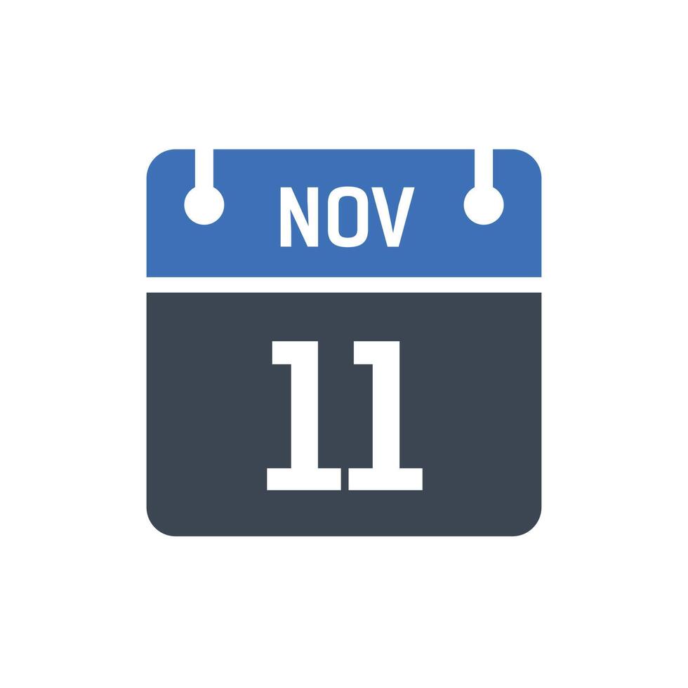 icono de fecha de calendario del 11 de noviembre vector