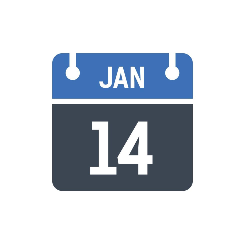 January 14 Calendar Icon, Date Icon vector