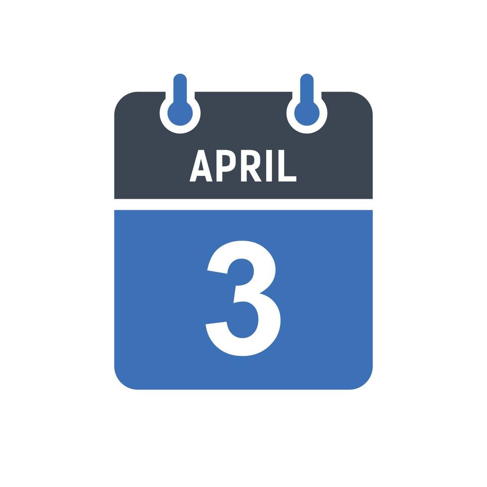icono de fecha de calendario del 3 de abril vector