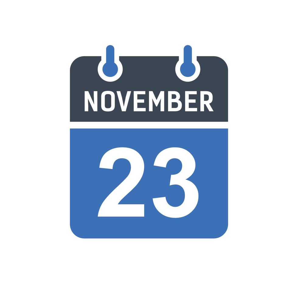 icono de fecha de calendario del 23 de noviembre vector