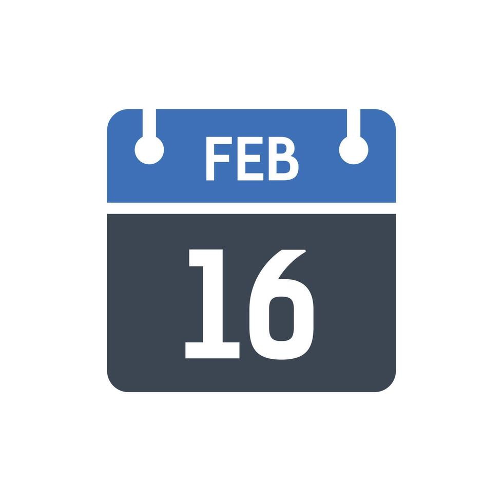 February 16 Calendar Icon, Date Icon vector