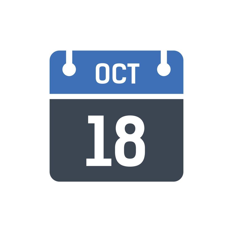 18 de octubre fecha del mes calendario vector