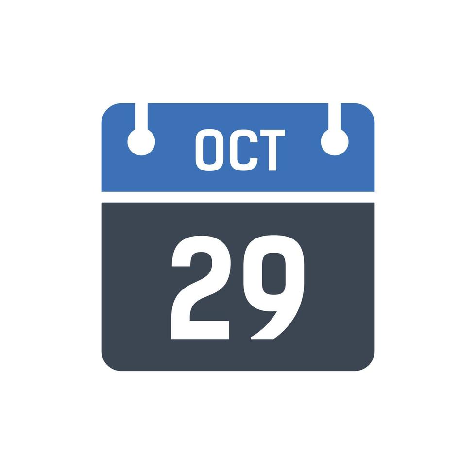 29 de octubre fecha del mes calendario vector