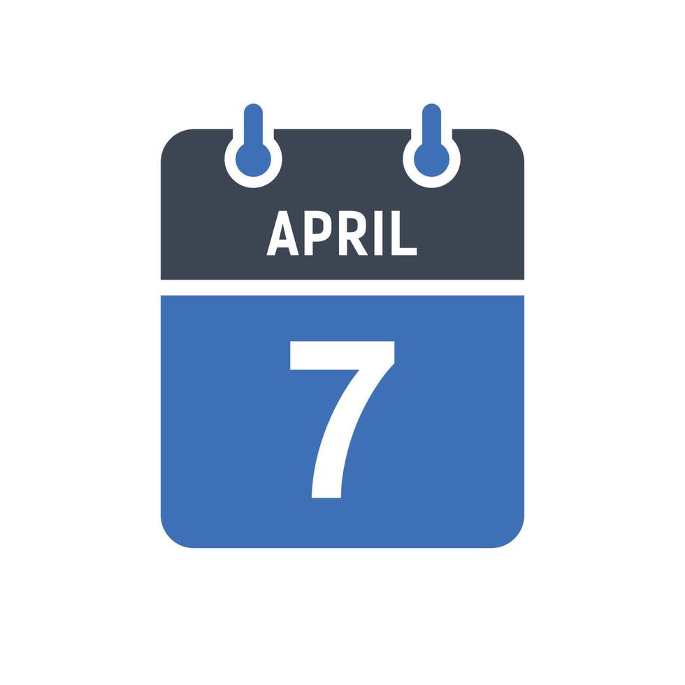 icono de fecha de calendario del 7 de abril vector