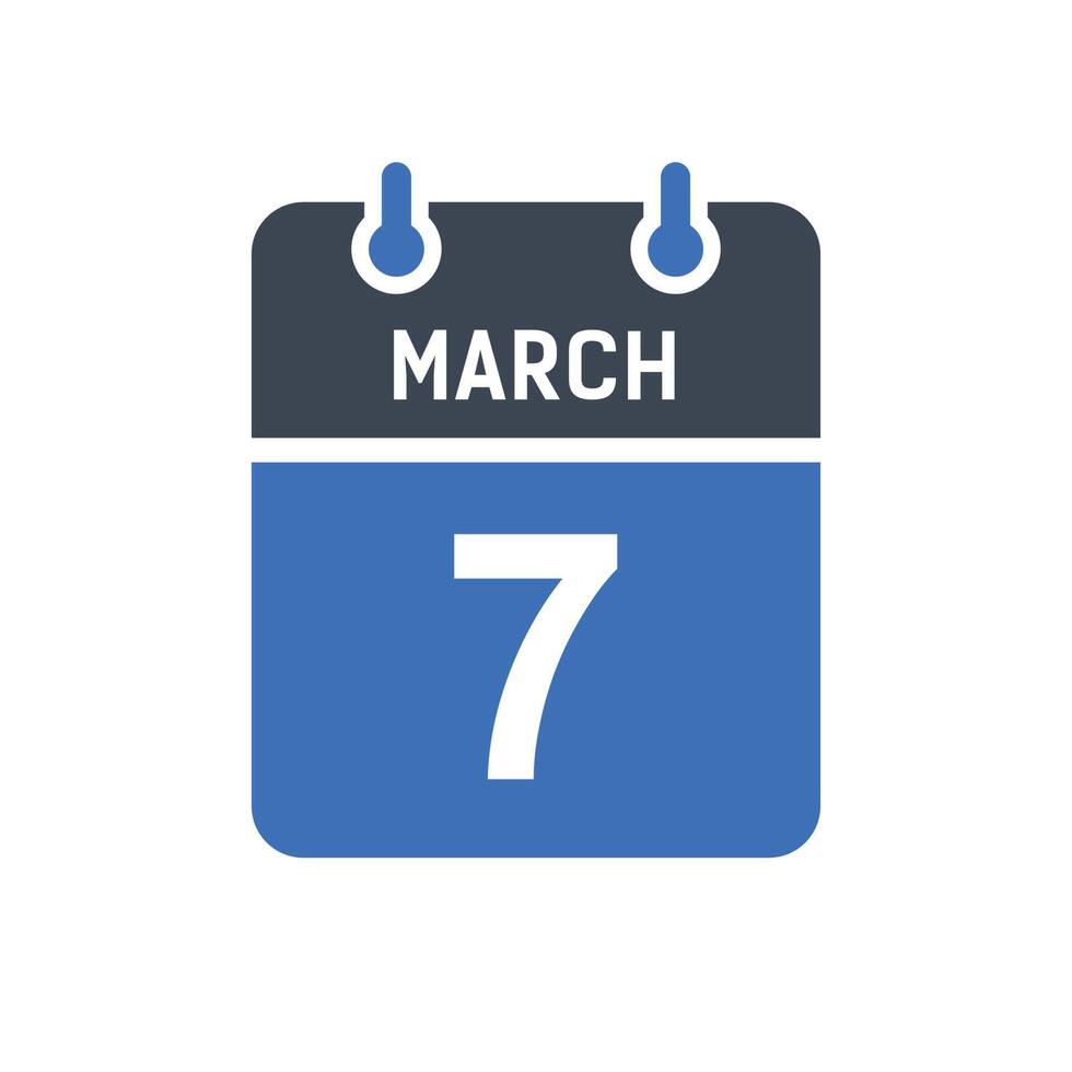 March 7 Calendar Date Icon vector