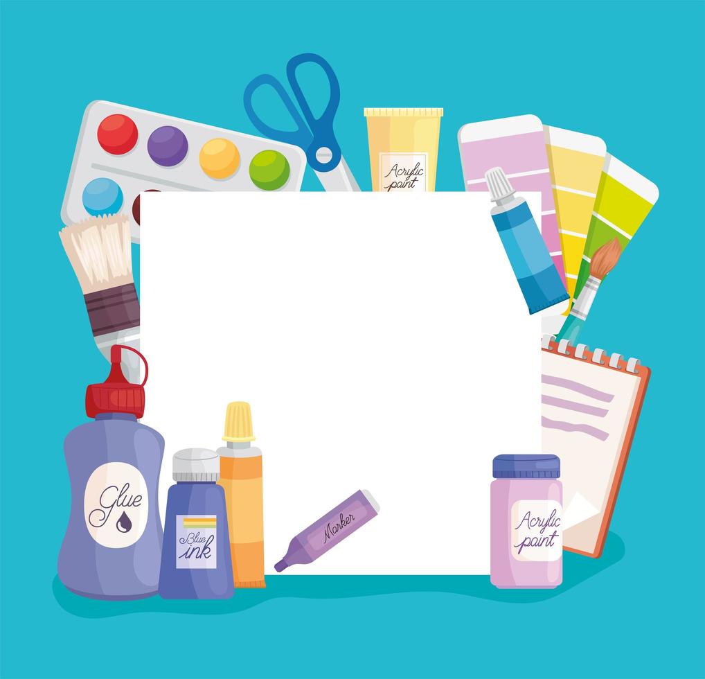 frame with artist tools vector