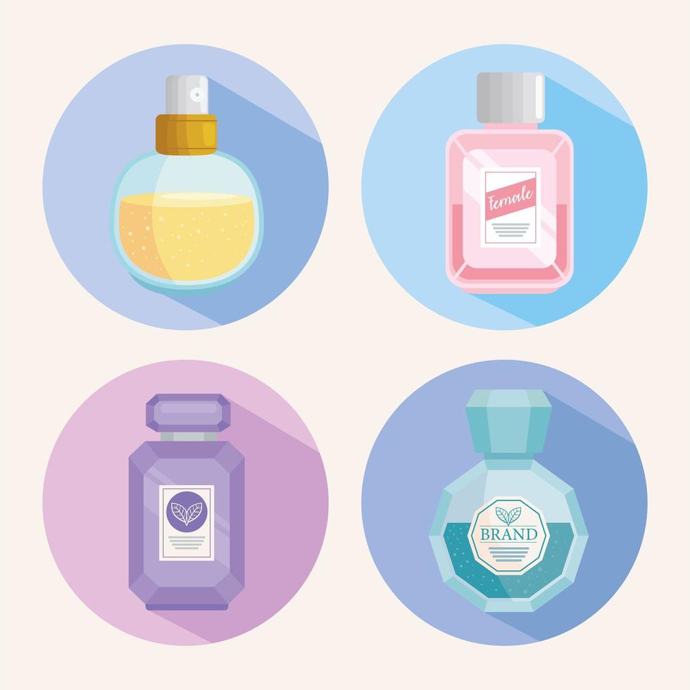 fragrances bottles in round frames vector