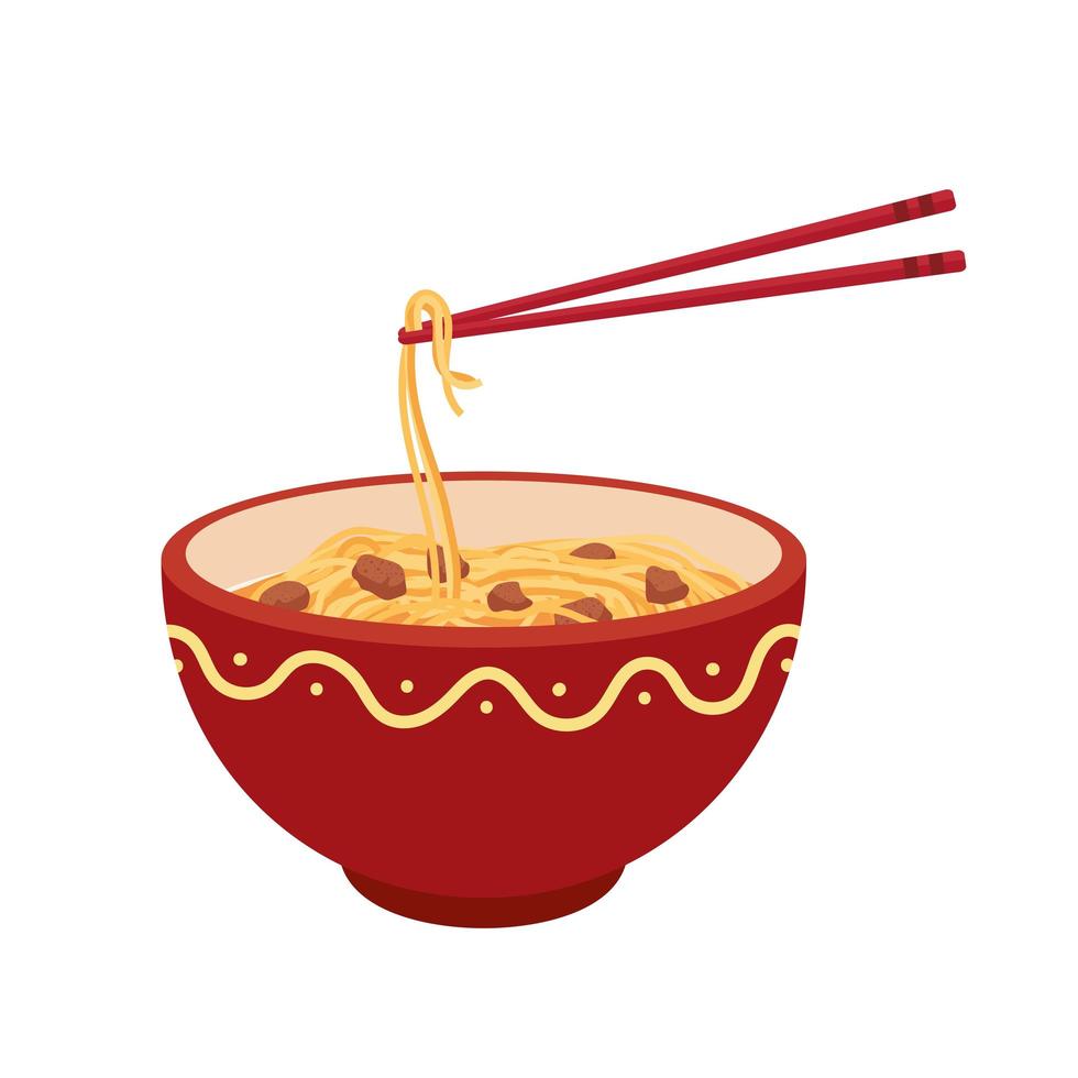 noodles in bowl vector