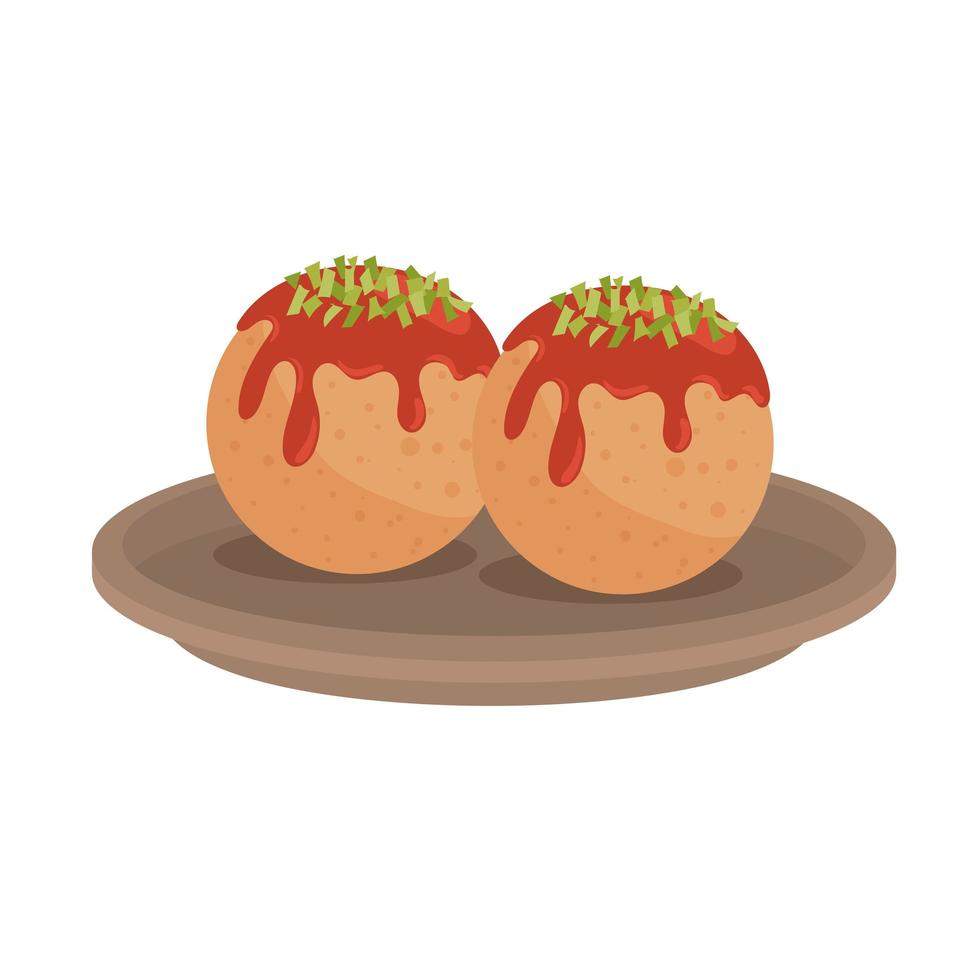 takoyaki o bola de pulpo vector