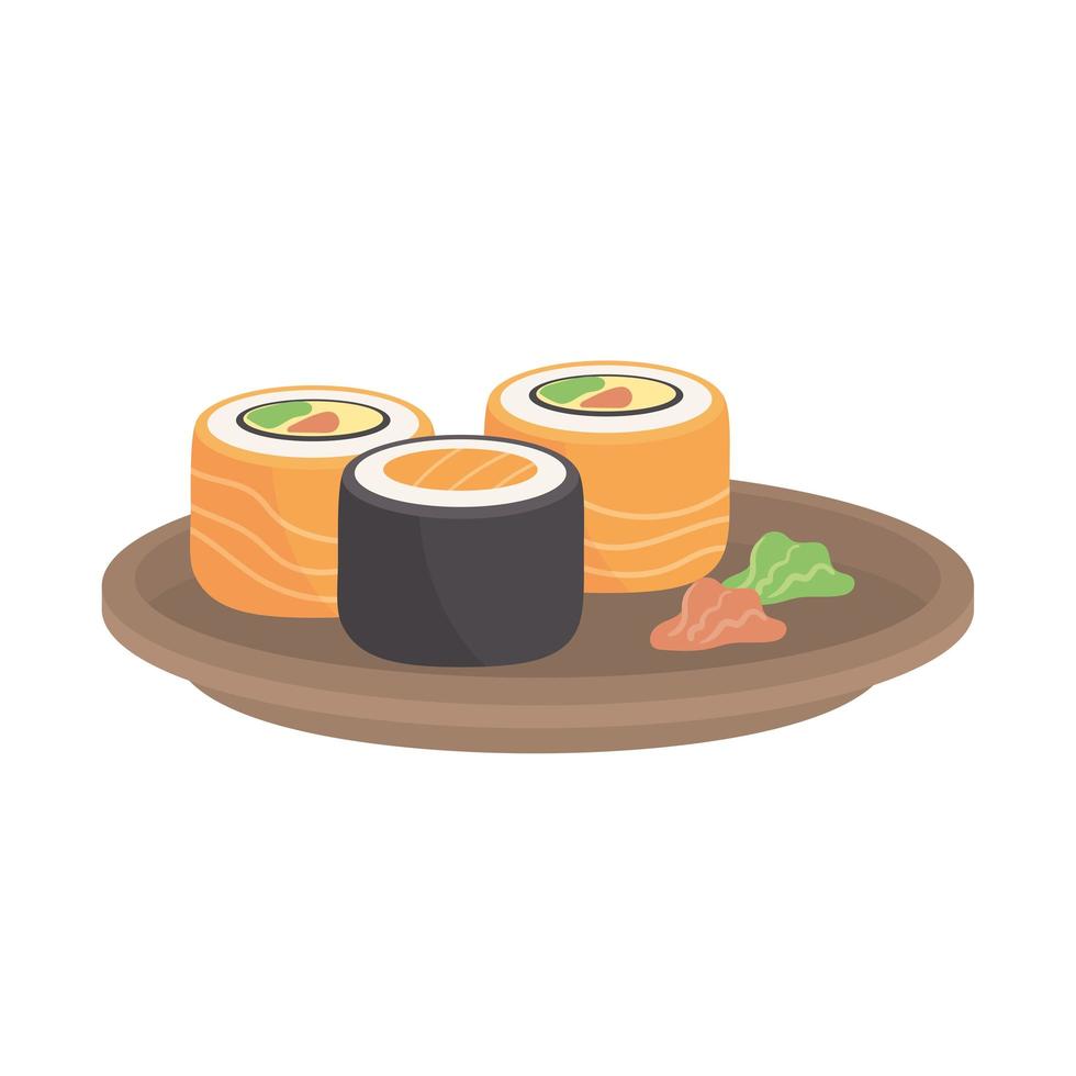 delicioso sushi japones vector